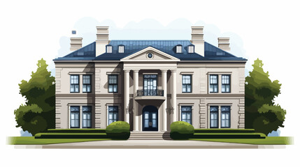 House exterior. Mansion building with windows. Resi
