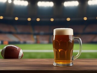 fresh cold beer on soccer, American football stadium