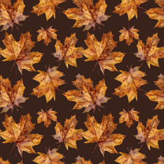 Naklejka na ściany i meble Serene watercolor autumn leaves motif, perfect for creating a calming ambiance in textile, wallpaper, and poster backgrounds