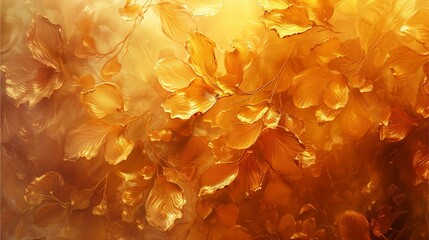 Yellow rose petals on a flower-filled background