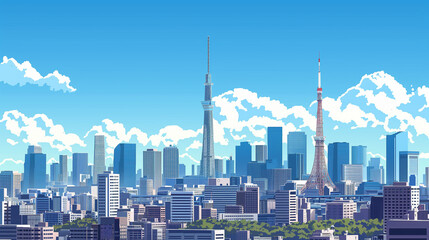 Tokyo with its typical sights on a sunny day