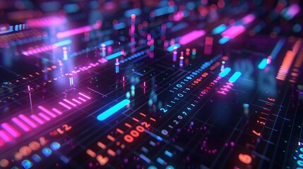 Obraz premium Glowing Digital Display of Financial Data and Market Analytics