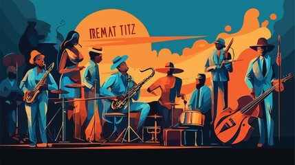 Jazz music concert poster design. Flyer template wi