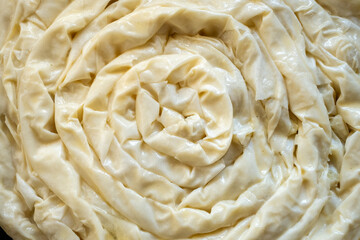 close up of the dough with flour
