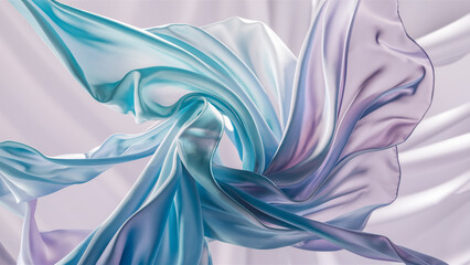 Translucent thin fabric fluttering in the wind. Abstract wavy background.