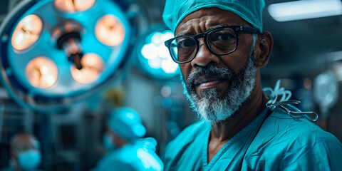 close up of stressed worried doctor surgeon in operation theatre