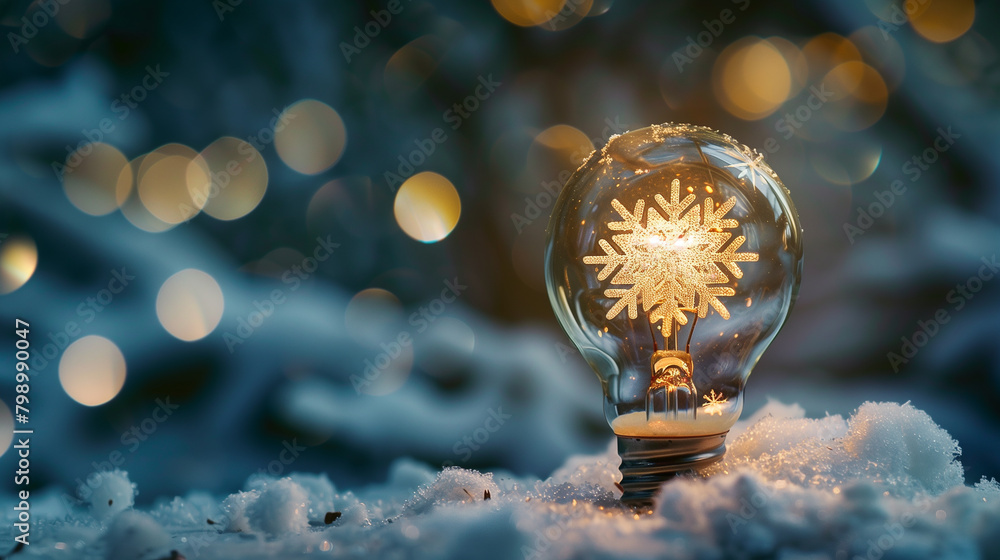 Poster a light bulb with a snowflake on it