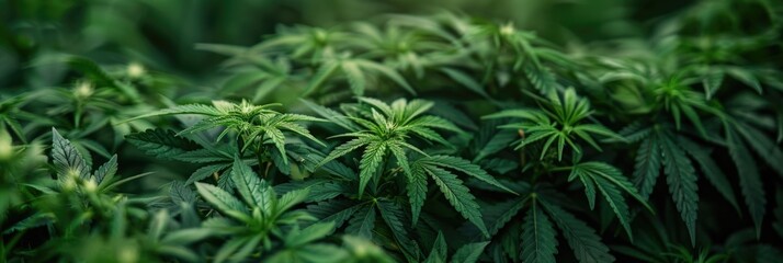 Marijuana Plants. Closeup Macro View of Cannabis Bud in Indoors Grow Facility