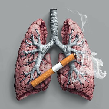 world no tobacco day poster. lungs with cigarette .abstract 3d concept design