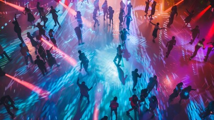Electrifying Dance Celebration: Crowd Immersed in Laser Lights