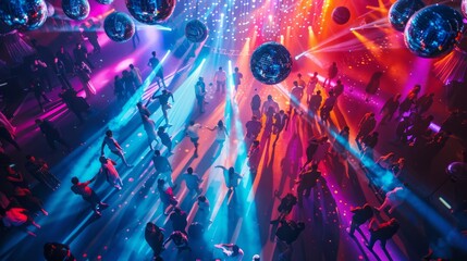 Dance Floor Dynamics: High-Angle View of a Vibrant Party