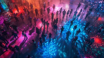 Rhythmic Party Scene: Colorful Lights and Dance Motion