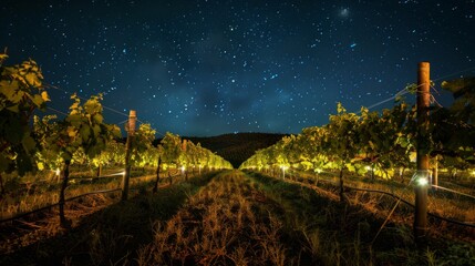 Night Harvest: Vineyard Under the Stars