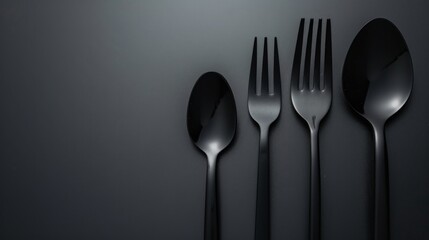 Three forks and a spoon on a black background