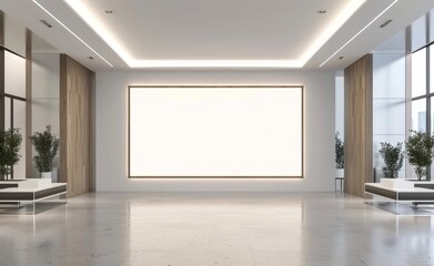 Frame mockup, Empty Frame Mockup in Elegant Hallway with Marble Floor and Windows, high-resolution (300 DPI)