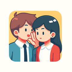 illustration of a man whispering to a woman