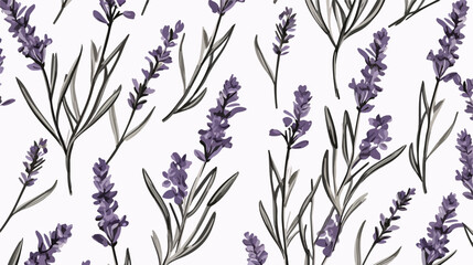 Lavender pattern. Seamless floral background outlin