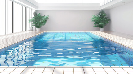 Obraz premium blue hotel swimming pool , white stone pool deck, tranquility swimming in the hotel pool, vacation, resort, lounge, holiday, summer time