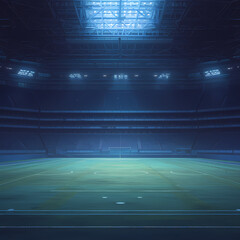 A Spectacular 3D Render of a Football Field at Night in an Imaginary Stadium