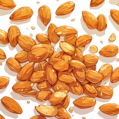 Rich and Textured Bunch of Fresh Almond Nuts in a Soft Focus Background