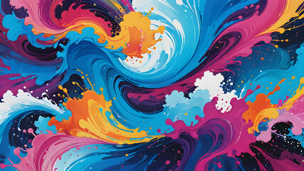Fantasy Art of Vibrant Abstract Ink Swirls and Colorful Patterns