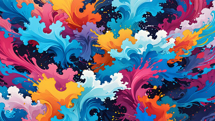 Fantasy Art of Vibrant Abstract Ink Swirls and Colorful Patterns