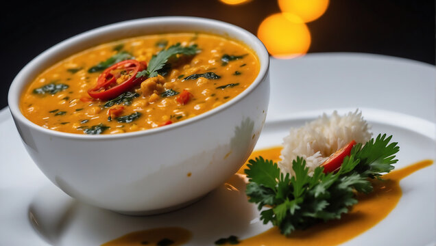 Dal Tadka, Indian Recipe, Spicy Dal curry,Lentil soup ,Indian cuisine.Selective focus.