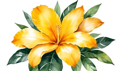 Tropical Flower Illustration Digital Painting Floral Background Beautiful Tropic Blossom Design