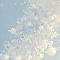 Glistening Bubbles Against Light Blue Background - Stock Photo