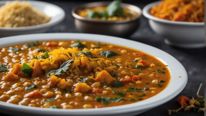 Dal Tadka, Indian Recipe, Spicy Dal curry,Lentil soup ,Indian cuisine.Selective focus.