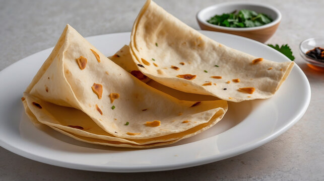 Pappad Indian snacks, deep fried or roasted Mung/Urad dal crackers or papad which is a side dish in lunch and dinner. 