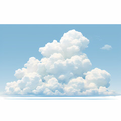 Stunning Panoramic View of Soft White Clouds in a Calm, Clear Blue Sky - Ideal for Advertising, Branding, or Nature-inspired Creative Projects