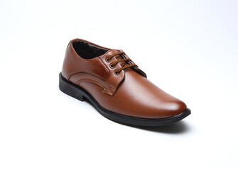 tan leather formal shoes isolated on white background