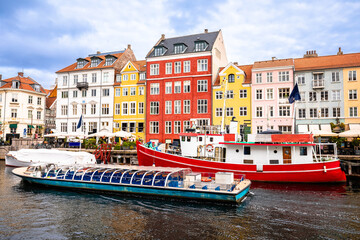 Nyhavn scenic harbor of Copenhagen colorful view