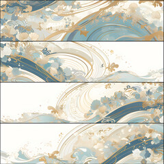 Vibrant and Dynamic Wave-themed Japanese Watercolor Artwork - Perfect for Prints, Wall Decor or Design Projects