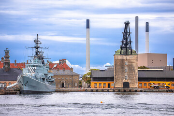 The Ships on Holmen and Copenhagen waterfront view