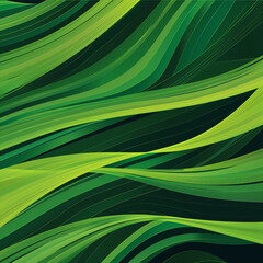 Vibrant Green Abstract Waves, Organic Flow, Energizing Dynamic Background