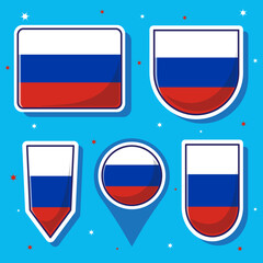 Flat cartoon vector illustration of Russia national flag with many shapes inside