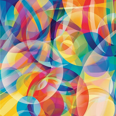 Abstract composition, colorful transparent circles, geometric background