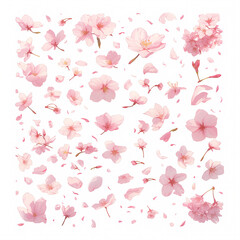 Ethereal Collection of Sakura Petals in Full Bloom, Perfect for Symbolizing Nature's Timeless Beauty