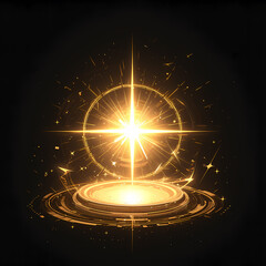 Ethereal Solar Orb - A stunning image of a golden sunburst with cosmic overlay. Perfect for religious, spiritual or promotional content.