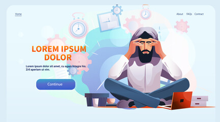 depressed arab businessman overworked guy suffering from psychological diseases anxiety mental health awareness month concept