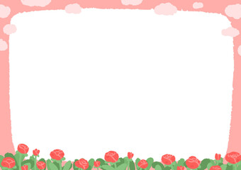 A simple pink background with a flower border.