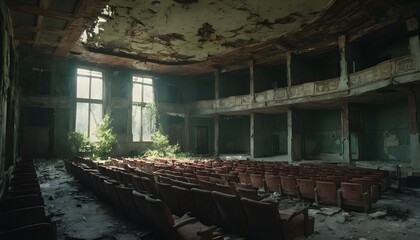 Obraz premium Interior of an old abandoned and ruined theater