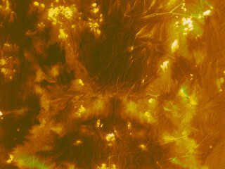 Aged Coloured Paint Texture. Golden Tie Dye Wash. © Olga