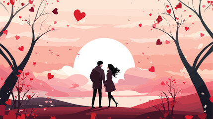 Love greeting card Valentines day postcard design w