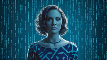 Data visualizations and binary code illustration background