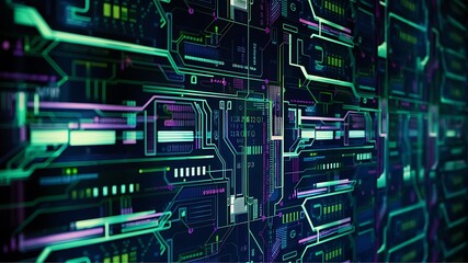 pattern consists of intricate lines, shapes, and symbols, resembling a complex network