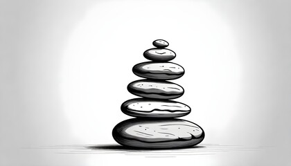 Zen Rock Stacking Illustration Digital Painting Artwork Smooth Stone Yoga Relax Background Design