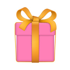 Gift box with bow and ribbons. Isolated on white background